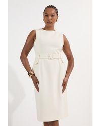 Karen Millen - Essential Belted Tailored Midi Dress - Lyst
