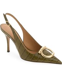 Ferragamo - Sara Croc Embossed Pointed Toe Slingback Pump - Lyst