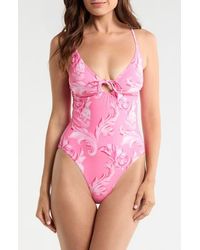 MILLY - Canopee Ruched Loop One-Piece Swimsuit - Lyst