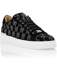 Philipp Plein - Nappa Leather Lo-Top Sneakers Strass Monogram - Lyst