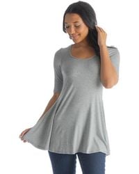 24seven Comfort Apparel - Elbow Sleeve Swing Tunic Top - Lyst