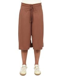 24seven Comfort Apparel - Basic Ribbed Knit Drawstring Flared Capri Pants - Lyst