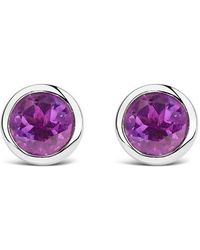 Haus of Brilliance - 925 Sterling 6Mm Bezel Set Created Gemstone Solitaire Stud Earrings - Lyst