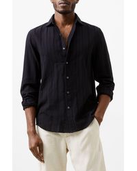 French Connection - Tonal Stripe Button-up Shirt - Lyst