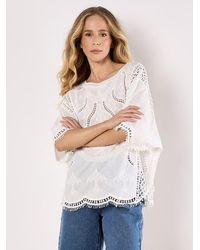Apricot - Cotton Round Neck Crochet Top - Lyst