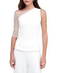 MARCELLA - Zinnia Mixed Media Layered One-Shoulder Top - Lyst