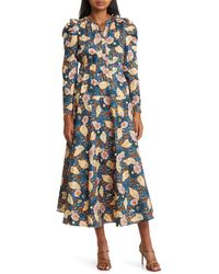 MELLODAY - Floral Print Belted Long Sleeve A-line Dress - Lyst