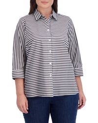 Foxcroft - Kelly Stripe Cotton Blend Button-up Shirt - Lyst