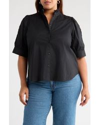 Caslon - Ruffle Lace Appliqué Cotton Top - Lyst