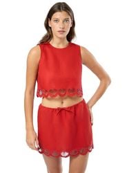 Onia - Air Linen Scallop Tank Top - Lyst