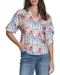 Apny - Abstract Print Elbow Sleeve Button-Up Shirt - Lyst