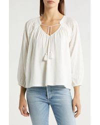 Lucky Brand - Long Sleeve Cotton Peasant Top - Lyst