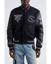 Amiri - X Premier Records Patch Leather Sleeve Wool Blend Varsity Jacket - Lyst