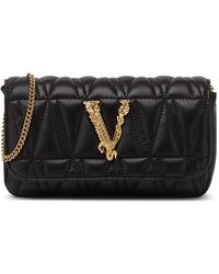 Versace Virtus Leather Shoulder Bag Black Pony-style calfskin ref