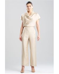 Natori - Solid Silk Twill Pull On Straight Leg - Lyst