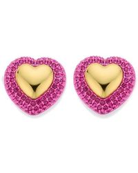 Kurt Geiger - Pavé Heart Stud Earrings - Lyst