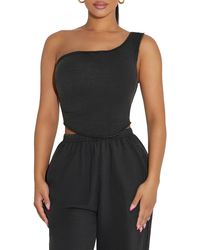 Naked Wardrobe - The Extra Cozy One-shoulder Crop Top - Lyst
