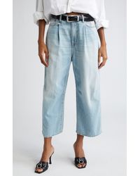 R13 - Pleated Crop Wide Leg Jeans - Lyst