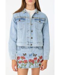 Fade Out Loud - Nina Studded Denim Trucker Jacket - Lyst