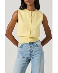 Astr - Cotton Button-Up Sweater Vest - Lyst
