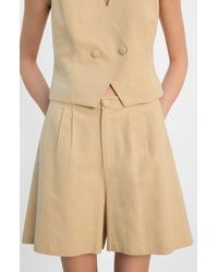 Mango - Pleated Straight Fit Cotton & Linen Blend Bermuda Shorts - Lyst