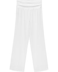 Mango - Drape Waist Wide Leg Linen Blend Pants - Lyst