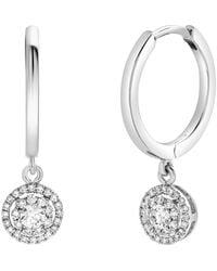 LuvMyJewelry - Lilia Pave Round Diamond Drop Huggie Hoop Earrings - Lyst