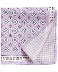 Edward Armah - Neat & Check Prints Reversible Silk Pocket Square - Lyst