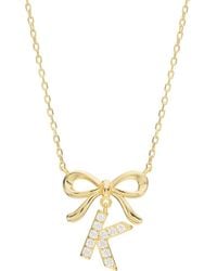 ATHRA LUXE - Cubic Zirconia Bow Initial Pendant Necklace - Lyst