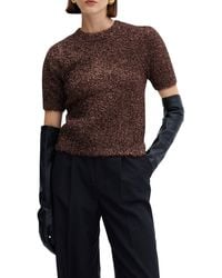 Mango - Metallic Short Sleeve Sweater - Lyst