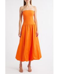 Mango - Luigi Mixed Media Strapless Bubble Hem Dress - Lyst