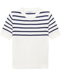 Mango - Stripe Short Sleeve Sweater - Lyst