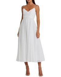 Mac Duggal - Faux Wrap Sleeveless Flowy Midi Dress - Lyst