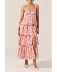 Astr - Midsummer Floral Print Tiered Ruffle Dress - Lyst