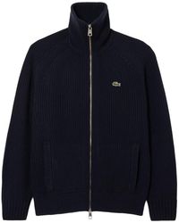 Lacoste - Classic Fit Wool Rib Zip Cardigan - Lyst