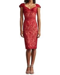 Tadashi Shoji - Lace Cap Sleeve Cocktail Dress - Lyst