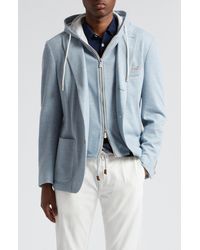 Eleventy - Cotton & Cashmere Twill Blazer With Removable Hooded Bib - Lyst