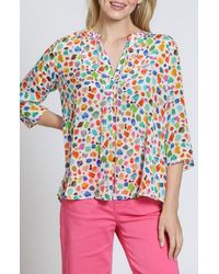 Apny - Print Tassel Split Neck Chiffon Top - Lyst