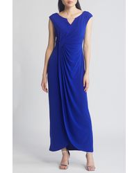 Connected Apparel - Crystal Notch Side Ruched Gown - Lyst