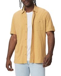 PAIGE - Brayden Short Sleeve Slub Knit Button-up Shirt - Lyst