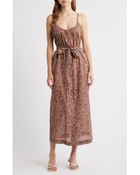 Doen - Nevita Belted Organic Cotton Voile Midi Dress - Lyst