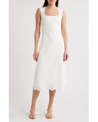 ZOE AND CLAIRE - Eyelet Trim Sleeveless Knit Midi Dress - Lyst