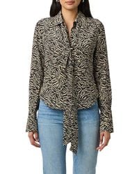 Equipment - Graysen Print Tie Neck Silk Button-Up Shirt - Lyst
