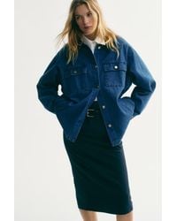 H&M - Corduroy-Collar Denim Jacket - Lyst