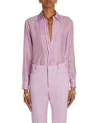Tom Ford - Pleated Silk Batiste Button-up Shirt - Lyst
