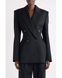 Givenchy - Double Breasted Slashed Wool Blazer - Lyst