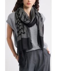 Nordstrom - Eyelash Trim Print Cashmere & Silk Wrap - Lyst