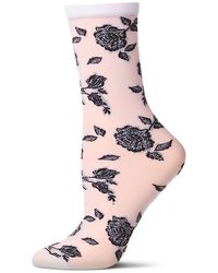 Memoi - Floral Sheer Crew Socks - Lyst