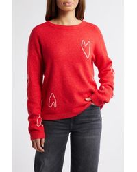 Caslon - Jacquard Hearts Cotton Blend Sweater - Lyst