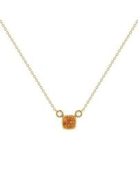 LuvMyJewelry - Cushion Cut Citrine & Diamond 14K Birthstone Necklace - Lyst